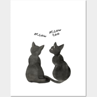 Black cats, meow Posters and Art